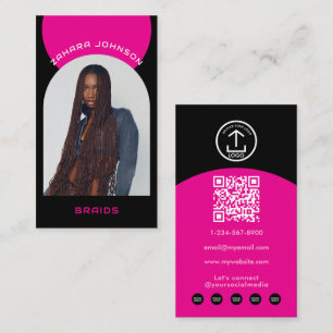Pink Modern Makeup Hair Arch Photo QR Code Logo Business Card