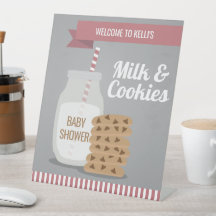 Pink Modern Milk and Cookies Striped