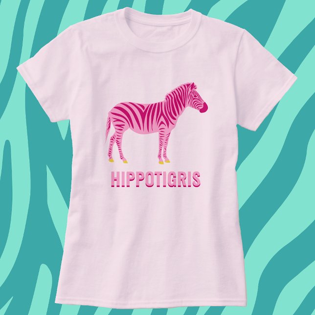 Pink Modern Minimal Zebra Silhouette T-Shirt (Creator Uploaded)