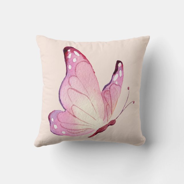 Pink Modern Minimalist Butterfly Cushion (Back)