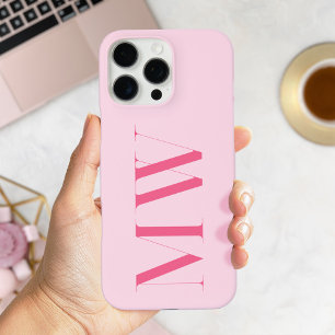 Pink Modern Minimalist Initial Monogram iPhone 16 Pro Max Case