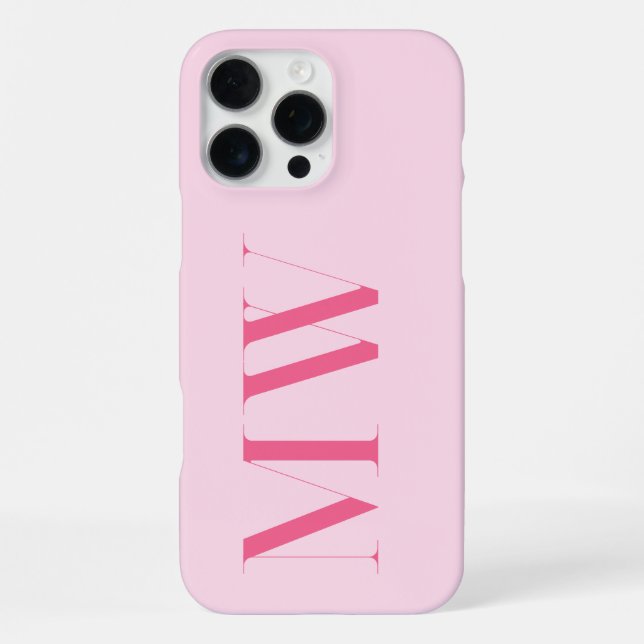 Pink Modern Minimalist Initial Monogram iPhone Case (Back)
