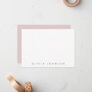 Pink Modern Minimalist Monogram Name Personalised Card