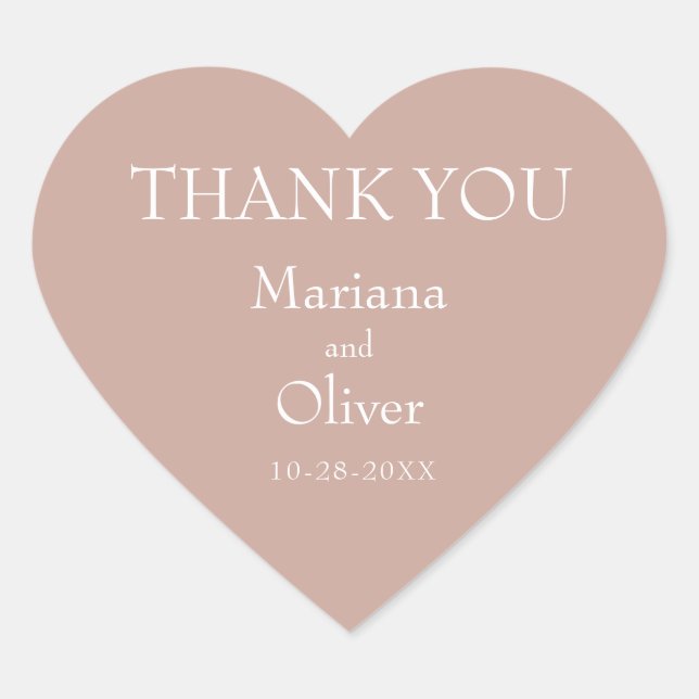 Pink Modern Minimalist Wedding Heart Sticker (Front)