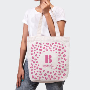 Pink Modern Monogram Name Initial Tote Bag