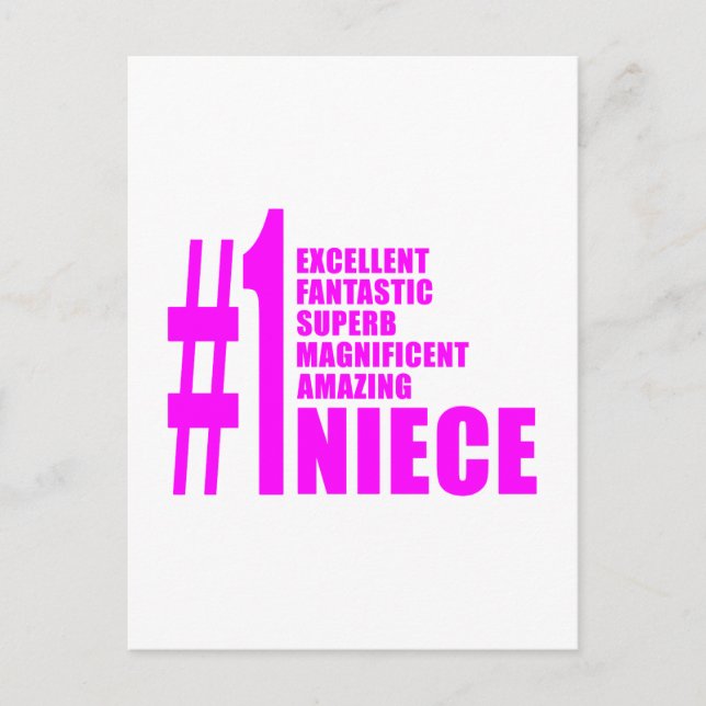 Pink Modern Nieces : Number One Niece Postcard (Front)