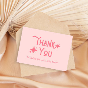 Pink Modern Nothing Fancy Just Love Wedding Thank You Card