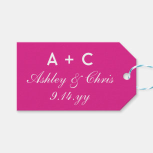 Pink Modern Personalised Wedding Reception Favour Gift Tags