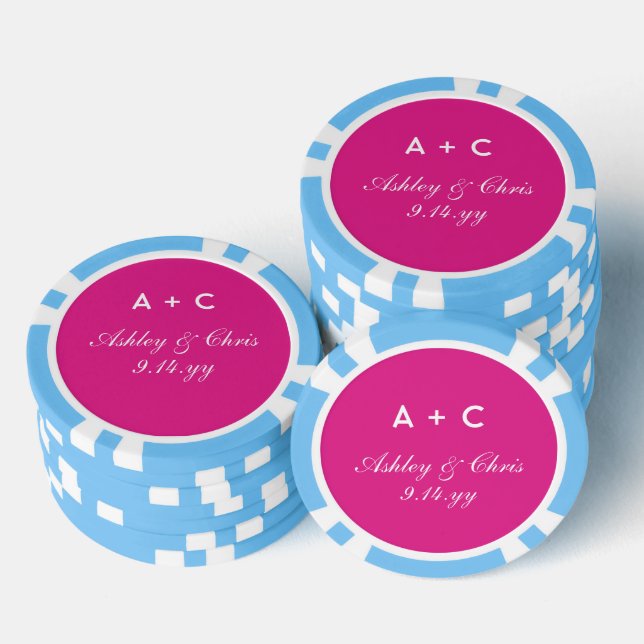 Pink Modern Personalised Wedding Reception Favour Poker Chips (Stack)