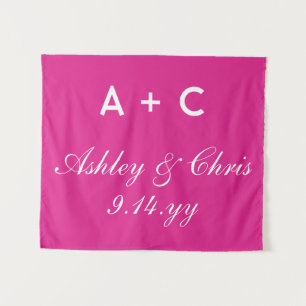 Pink Modern Personalised Wedding Reception Sign Tapestry