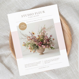 Pink   Modern Photo Floral Business Marketing  Flyer