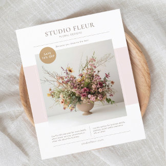 Pink | Modern Photo Floral Business Marketing  Flyer