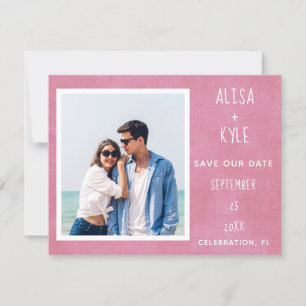 Pink Modern Photo Save the Date