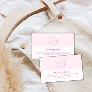 Pink Modern Polka Dot Unicorn Books Baby Shower  Enclosure Card