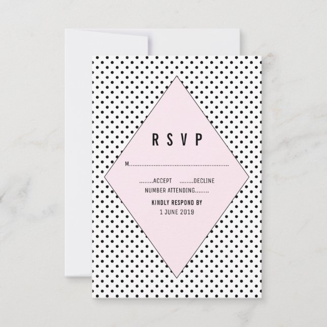 Pink Modern Polka Dots RSVP Card (Front)