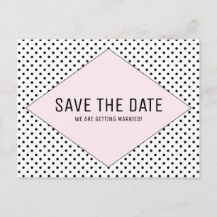 Pink Modern Polka Dots Save the Date Announcement Postcard