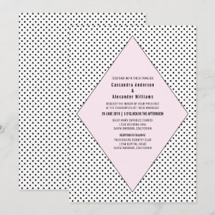 Pink Modern Polka Dots Wedding Invite