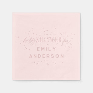 Pink Modern Rainbow and stars Pink Baby Shower Napkin