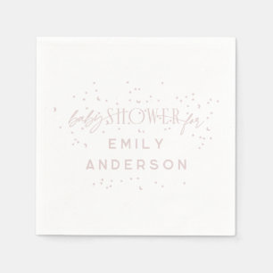 Pink Modern Rainbow and stars White Baby Shower Napkin