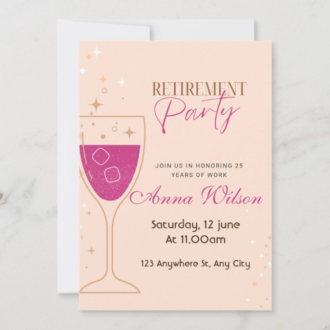 Pink Modern Retirement Party Invitation (Front)