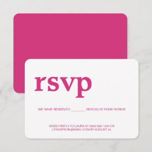 Pink Modern RSVP without mailing Reserved Seat Card