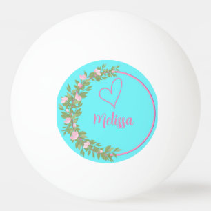 Pink Modern Script Girly Monogram Name Ping Pong Ball