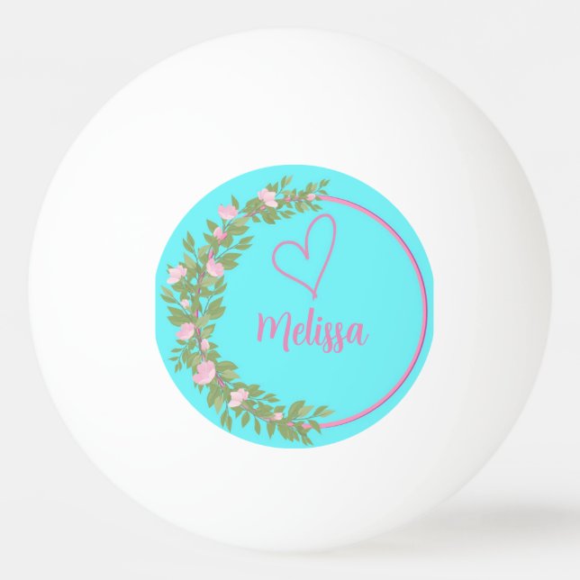Pink Modern Script Girly Monogram Name  Ping Pong Ball (Front)