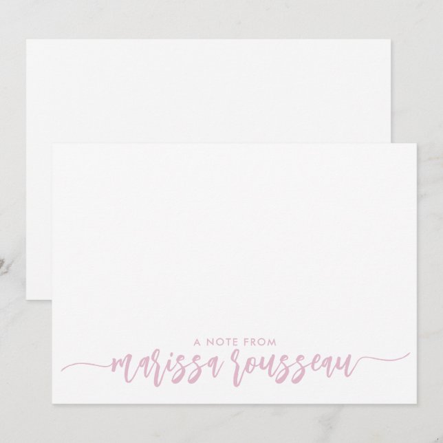 Pink Modern Script Name Personalised A Note From Card (Front/Back)