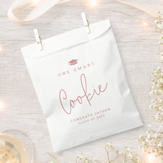 Pink Modern Script One Smart Cookie Graduation Favour Bags (Clipped)