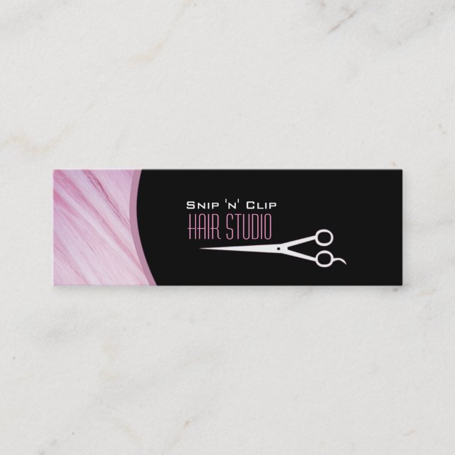 Pink Modern Stylist Salon Skinny Business Card (Front)