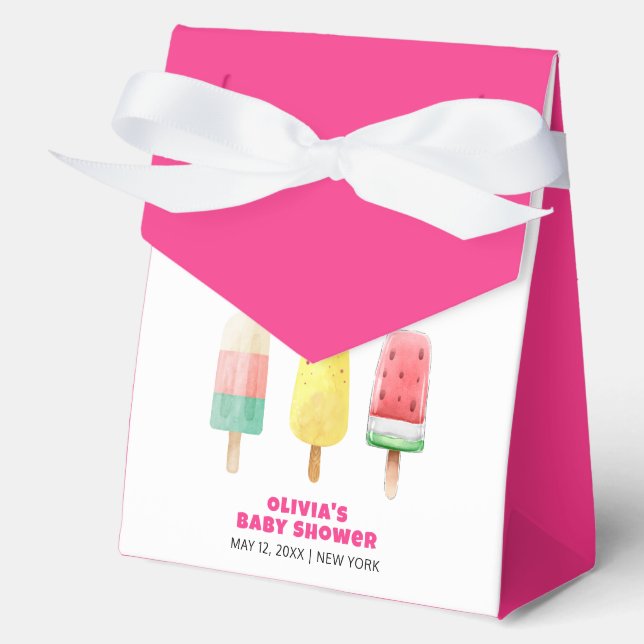 Pink Modern Summer Popcicle Ice Cream Baby Shower  Favour Box (Front)