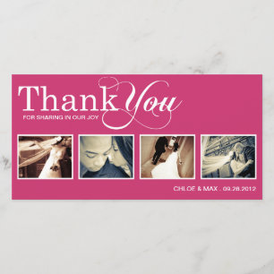 PINK MODERN THANKS WEDDING THANK YOU CARD