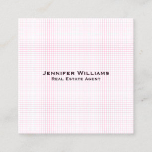 Pink Modern Trendy Checks Minimalist Professional Square Business Card