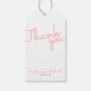 Pink Modern Typography Wedding Favour Gift Tags