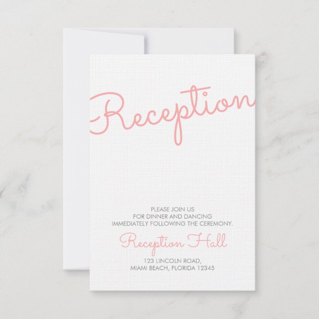 Pink Modern Typography Wedding Reception Invitation (Front)