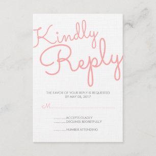 Pink Modern Typography Wedding RSVP Card