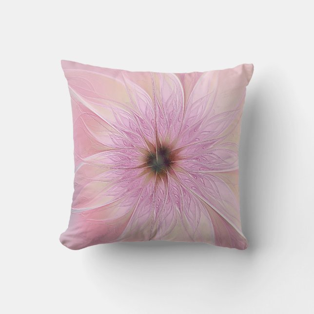 Pink Modern Valentine Flower Pillow (Front)