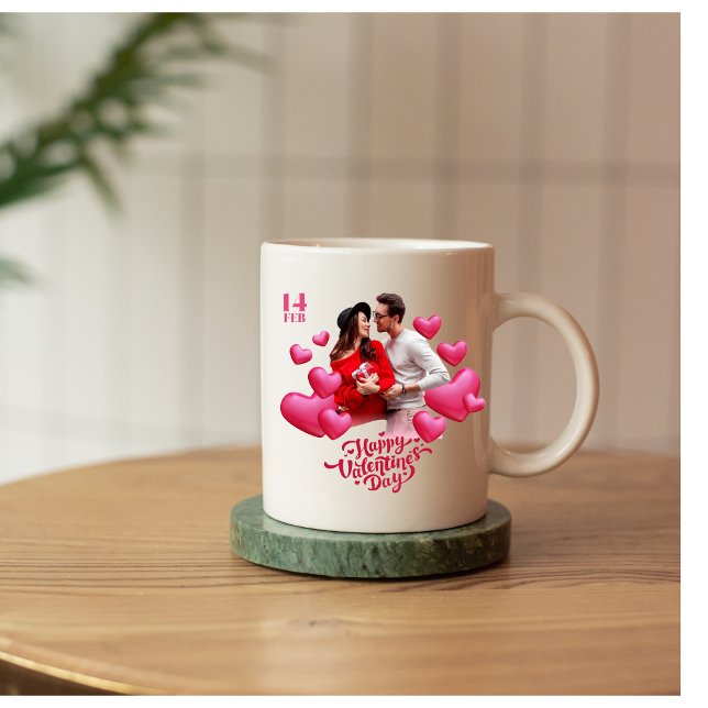pink modern valentine`s day Two-Tone coffee mug (red white modern valentine day mug)