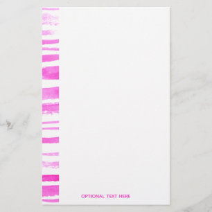 Pink Modern Watercolor Stripes  Stationery