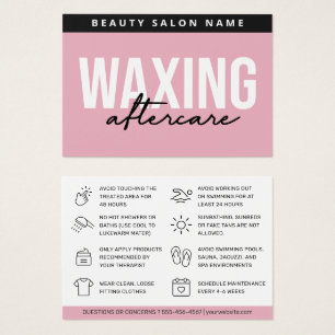 Pink Modern Waxing Aftercare Card Hair Removal