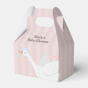 Pink Modern Whimsical Princess Swan Baby Shower  Favour Box