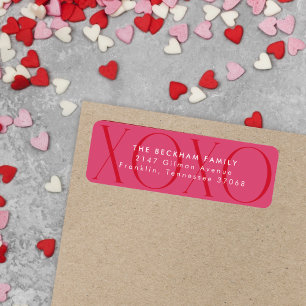 Pink Modern XOXO Valentine's Day Return Address