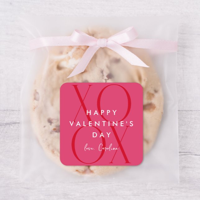 Pink Modern XOXO Valentine's Day  Square Sticker (Creator Uploaded)