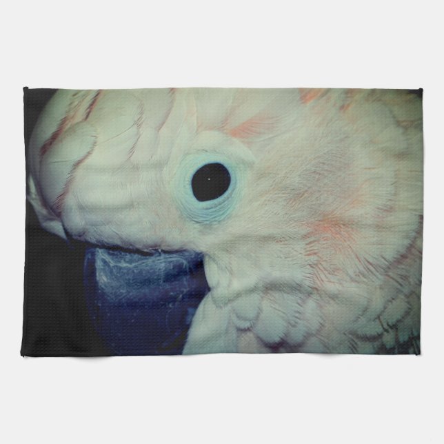 Pink Moluccan Cockatoo Parrot Close Up  Tea Towel (Horizontal)