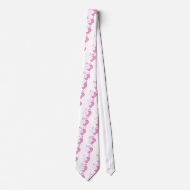 Pink MOM Heart Cats Tie (Front)