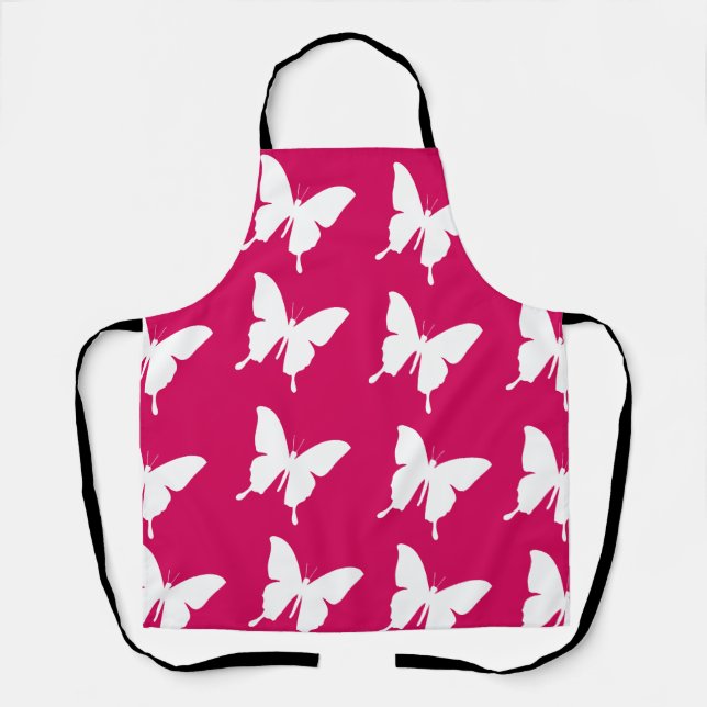Pink monarch butterflies pattern  apron (Front)