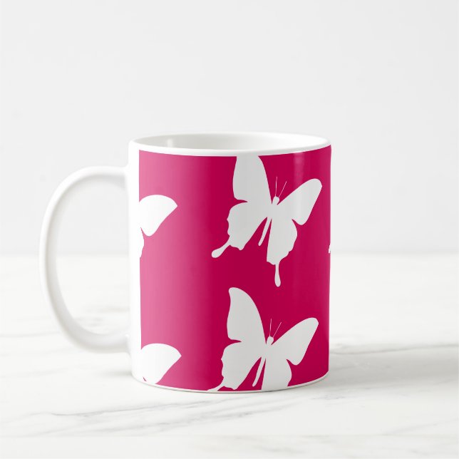 Pink monarch butterfly pattern  coffee mug (Left)