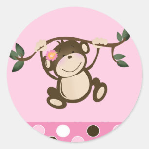 Pink Monkey Play Envelope Seals