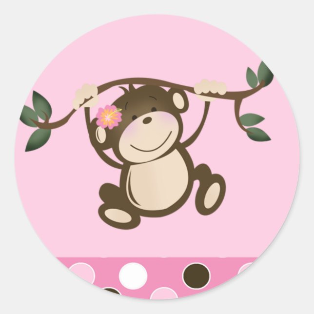 Pink Monkey Play Envelope Seals (Front)