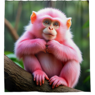 Pink Monkey Shower Curtain